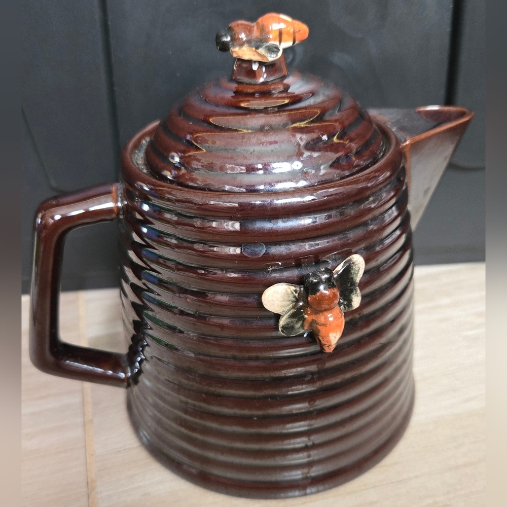 Vintage Japanese Redware Ceramic Beehive Teapot